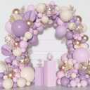 Ouddy Party Dusty Purple Balloon Arch Garland Kit, Different Sizes 18 12 10 5Inch Purple Pink Lavender Sand Rose Gold Metal Confetti Balloon for Bridal Baby Shower Wedding Birthday Party Decoration