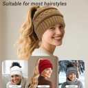 2 x PFFY Beanie Hat for Women Winter Warm Knit Beanies Hats Skull Cap (Beige)