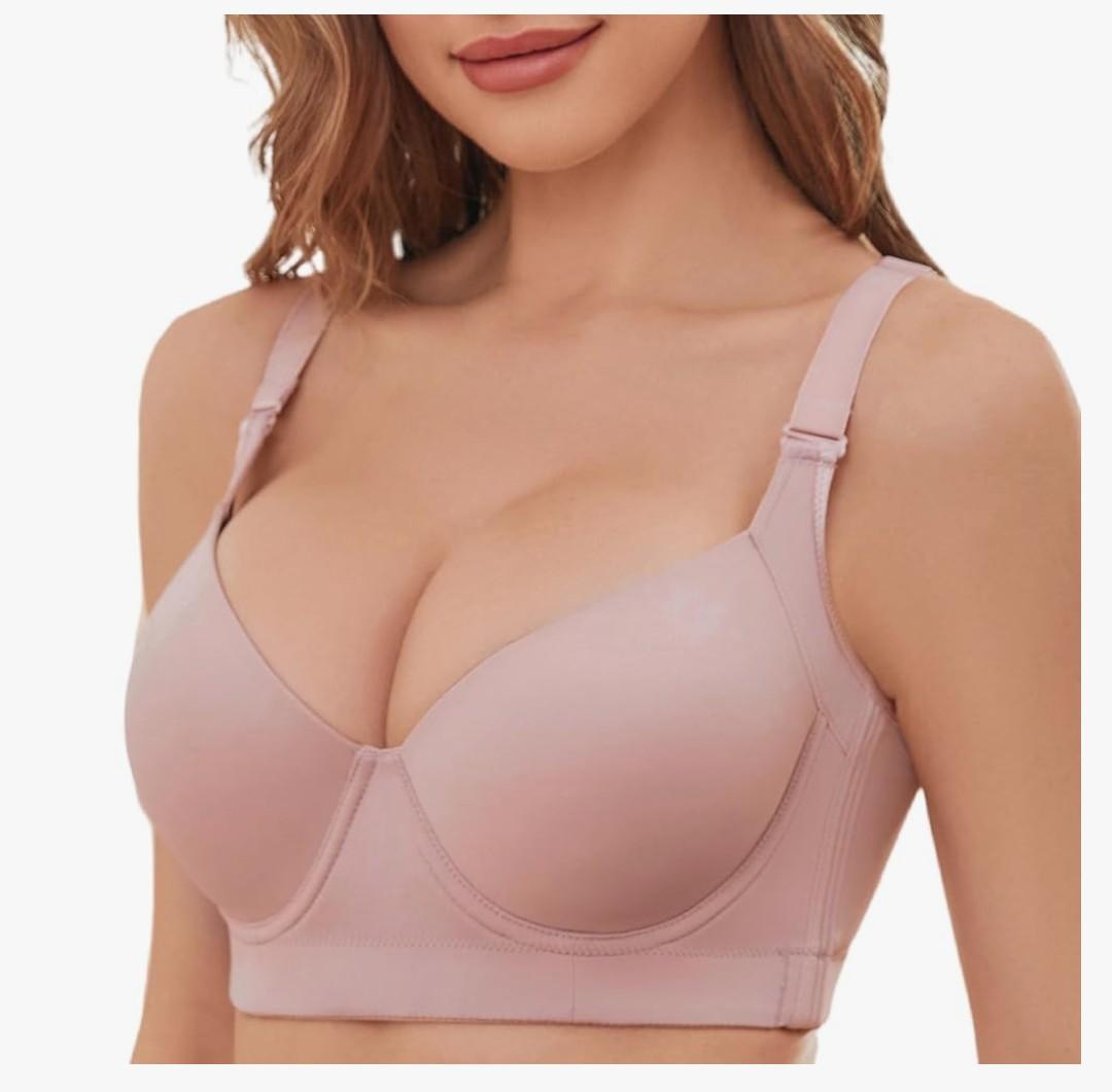Women Push Up Bra Back Fat Smoothing Bra Comfort Lightly Padded Underwire Support Size 4