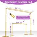 8.5x10ft Double Crossbar Pipe and Drape Stand Kit, Heavy Duty Backdrop Stand Adjustable, Sturdy Metal Back Drop Decoration Frame with Flat Base for Parties, Wedding,Trade Shows, Photo Shoot - Gold, 8.5ftx10ft