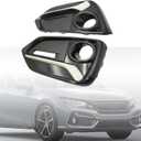 GXARTS 2PCS Black Left and Right Side Front Bumper Fog Light Covers Compatible with Honda Civic 5 Door Hatchback 2017-2021
