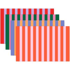 60 Pcs Stripe Paper Placemats Table Mats 11 x 17 Inch Summer Disposable Decorative Rectangle Place Mats for Dining Table Setting Wedding Birthday Party Supplies