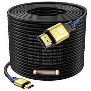 Extra Long Hdmi Cable 150FT, 4K@120Hz,48 Gbps, Built-in Signal Booster, Hdmi 2.1 cord with Gold-plated Connectors, Aluminum Shell, for Office Installations, Events, Exhibitions, Stage Displays