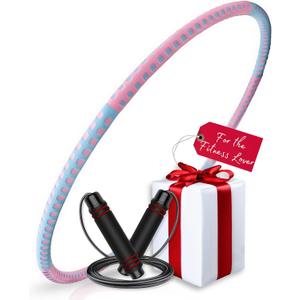 Weighted Hula Hoops for Women - Stable Exercise Hula Hoop with Adjustable Weight to 6.5 lb - Fitness Hula Hoop for Adults Weight Loss for Women - Free Jumping Rope, One Size