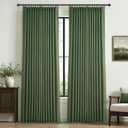 Loden Green Thick Linen Tall Bedroom Curtains 102 Inches Long 2 Panels, Memory Shape Pinch Pleated Blackout Double Layer Pivacy Soundproof Thermal Neutral Windows Curtain Room Divider 40 x 102 Inch