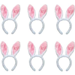 Plush Bunny Ears Hairbands 6 Pieces Cute Bunny Ears Headband Rabbit Ear Bunny Costume for Easter