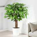 3ft Ficus Artificial Trees with Natural Curved Trunks, 36" Tall Lush Faux Tree for Home Decor Indoor, Green Lifelike Fake Ficus Tree Artificial Plants