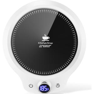 Fast Heating Mug Warmer - 4 Temp Settings & 1-12H Timer, Coffee Cup Warmer Plate for Desk Auto Shut Off, Ideal Beverage Warmer Gift for Coffee, Tea, Milk (White)