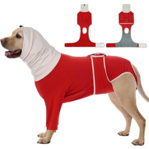 FUAMEY Dog Body Suits After Surgery, Anti-Licking Neuter Cone Alternatives, Turtle Neck Spay Recovery Suit Female, Surgical Suits for Male Post Surgery Onesie, Elastic Dogs Pet Recovery Suit (Red, XL) (New Version- Red)