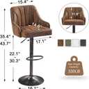VECELO Bar Stools Set of 2, Adjustable Bar Stools Counter Height Barstools with Back and Arm, Swivel Bar Chair Stools for Kitchen Counter Island Cafe Dining Room, Industrial Style, Dark Brown