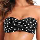Tempt Me Women Twist Bandeau Bikini Top Strapless Swimsuit Top Only (Large, Polka Dot)