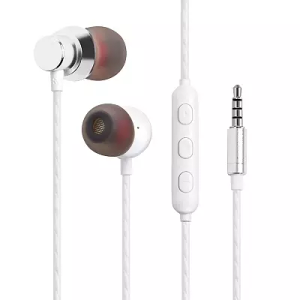in Ear Wired Earbud with Microphone - Wired Headphones with Microphone, 3.5mm Corded Earphones with in Line Volume Controller, White