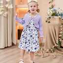 Toddler Girl Sleeveless Dresses and Long Sleeve Ruffle Cardigan 2 Piece Fall Outfits for 2-8T (7-8 Years)