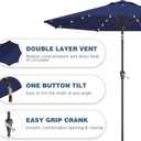 9FT Patio Umbrella with Solar Lights,Outdoor Market Umbrella with Tilt and Crank, LED Lighted Table Umbrella for Garden,Deck,Backyard,Pool,Beach (Navy)