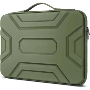 DOMISO 17 inch Laptop Sleeve with Handle Shockproof Computer Bag Waterproof EVA Protective Carrying Case for 17.3" HP Dell Asus Lenovo Laptop, Green