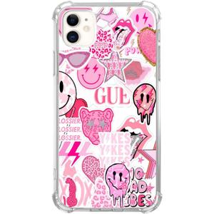 Pink Indie Aesthetics Hippie Collage Case Compatible with iPhone 12/12 Pro,Colourful Trendy Cool Teen Girl Case,Silicone Shockproof TPU Bumper Case for iPhone 12/12 Pro