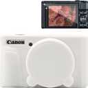 Case for Canon PowerShot SX740 HS, SX730 HS Camera, Soft Silicone Protective Case, Slim Fit Sleeve with Removable Lens Cover and Screen Protector Accessories, Anti-Scratch (White)