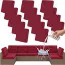 Smiry Waterproof Patio Cushion Covers, Stretch Outdoor Couch Slipcovers Replacement Washable Furniture Protector Sofa Chair Seat Cover for Dogs and Pets (14 Pcs, Wine Red)