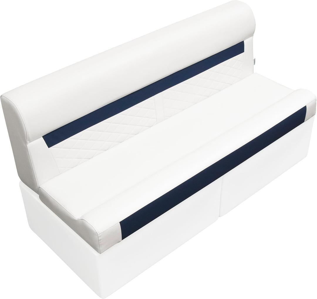 Wise DLX106-1904 DLX Series 55" Pontoon Bench Cushion Set - White/Mariner Blue