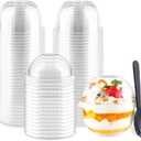 10 pack 
 9 oz Clear Plastic Dessert Cups with Dome Lids (No Hole) and Sporks, Disposable Yogurt Parfait Cups with Lids for Fruit Salad Ice Creams Pudding Cakes