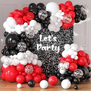 Red Black and White Balloon Arch Kit 164pcs Red White and Black Balloons with Confetti Balloons for Graduation Baby Shower Birthday Prom Party Decorations Supplies