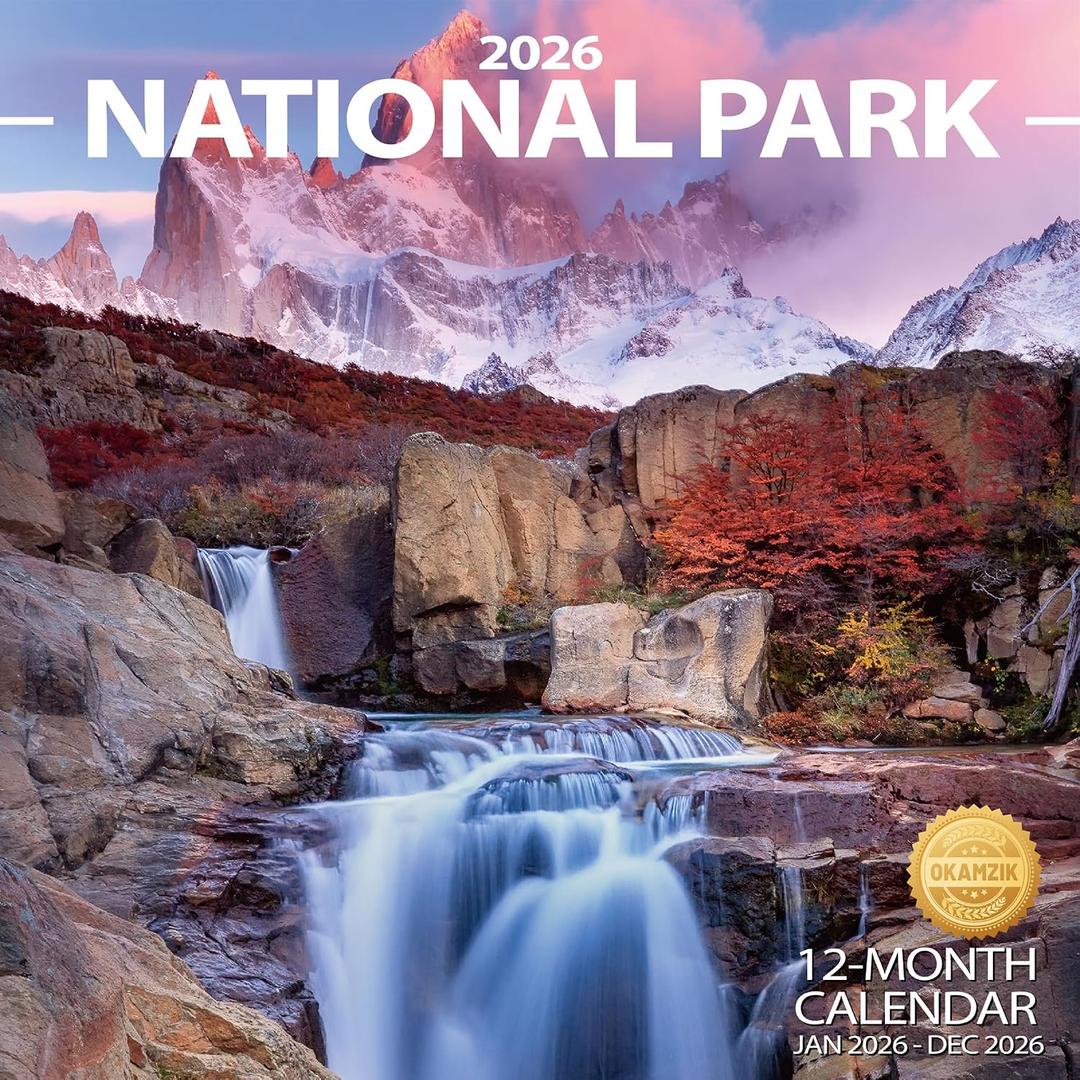 Wall Calendar 2026 Planner Calendar - National Park Hangable Monthly Wall Calendar with Large Blocks for Organizing & Planning, Academic Schedule, Home, Office & family, Thick & Sturdy Paper (12"x24" Open)