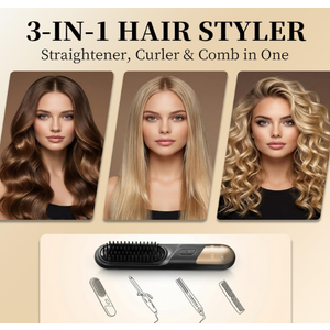 Go Brush Pro 2026 Straight Hair Brush 300 Million Negative ions Portable Cordless Straight Hair combsuitable for Women, 4Temperature Fast Heating MCH Ceramic Coating is Smooth (Light Black)