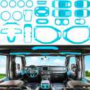 23PCS Full Set Interior Decoration Trim Kit for Jeep Wrangler JL JLU Gladiator JT 2018-2023 Steering Wheel Door Handle Air Conditioning Vent Cup Holder Reading Light Headlight Gear Cover (Light Blue)