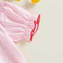 Newborn Baby Girl Smocked Thanksgiving Outfit Infant Plaid Bubble Romper Embroidery Turkey Fall Clothes (Pink)