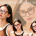 FEISEDY Fashion Cat Eye Blue Light Blocking Glasses for Women Fake Retro Eyeglasses Oversized Stylish Eyewear Frame B0240