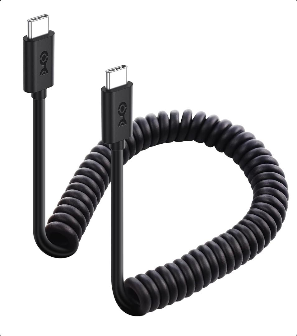Cable Matters Coiled USB-C to USB-C Cable 1-4 Feet, Up to [60W Charging, 480Mbps Data Transfer] Compatible with Apple CarPlay, Android Auto, USBC Charger Cable for iPhone 16/15, Galaxy S24