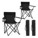 2 Pack Portable Camping Chairs Folding Lawn Chair Outdoor Lightweight Beach Chair with Cup Holder & Carry Bag for Outside Sports, Fishing, Hiking, Travel, Picnic, Backyard (Black-Dark)