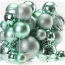 Sea Team 36-Pack Shatterproof Plastic Christmas Ball Ornaments Set, Multi-Size Christmas Baubles, Hanging Decorations for Xmas Tree, Wreath, Garland, (1.57-3.15 Inches, Mint)