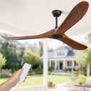 Obabala Ceiling Fan no Light,70 inch Outdoor Ceiling Fan Without Lights for Patios, 3 Blade Solid Wooden Large Propeller Ceiling Fans with Remote for Farmhouse Outside Kitchen Gazebo Indoor