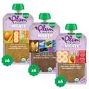 Plum Organics - 12+ Months Organic Baby Food Variety Pack - 3 Flavors - Non-GMO - Fruit & Veggie Blends On-The-Go Pouches for Baby and Toddler Meals - Quality Tested Ingredients - 4 oz (Pack Of 18) Best By 2026/05/21