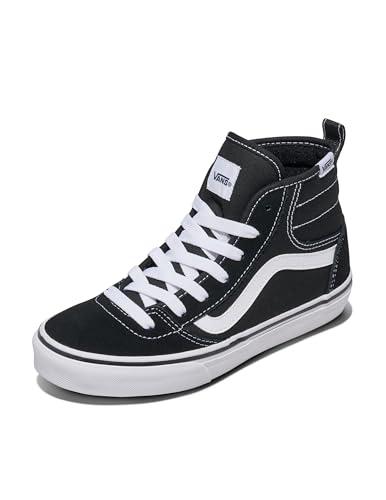 Vans Little Kids' Ashwood Hi Decon Shoe - High Top Fashion Sneakers, Boy & Girl. Suede/Canvas Black/White. 3