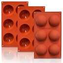 Lerykin 3 Pack Large 6-Cavity Semi Sphere Silicone Molds, Non-Stick Baking Mold for Making Standard Size Hot Chocolate Bomb, Cake, Jelly, Dome Mousse