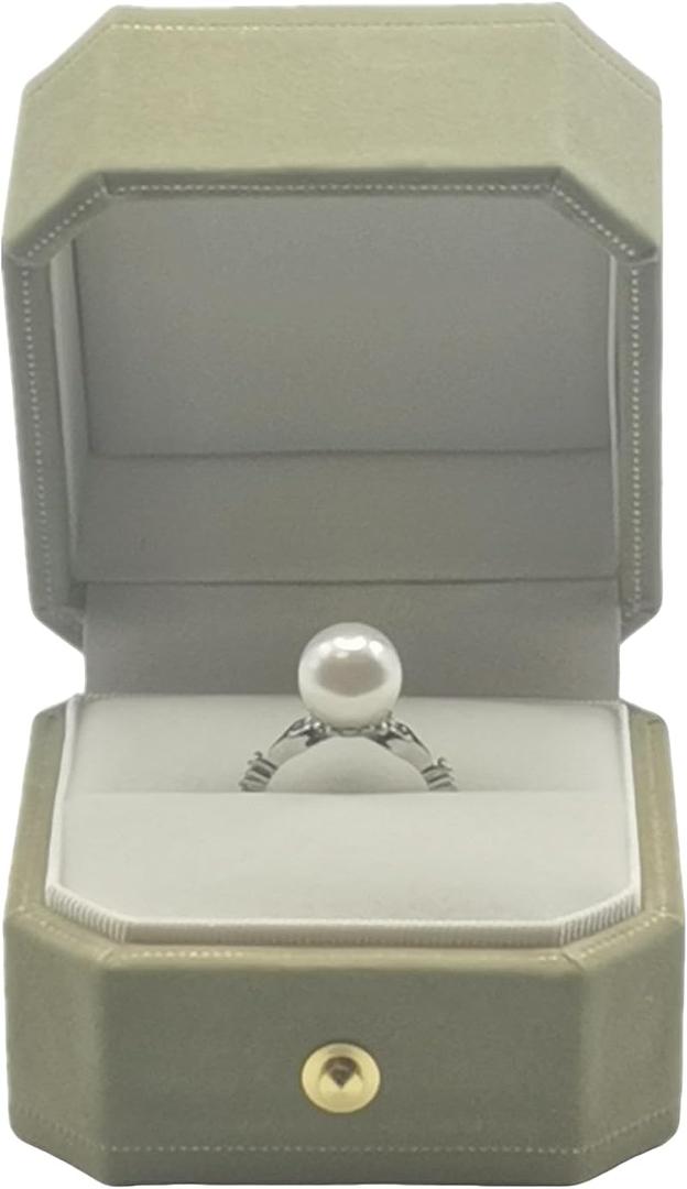 Velvet Jewelry Ring Box, Octagon Engagement Ring Box Ring Display Holder Case with Hinged Lid for Proposal Engagement Wedding, 2.44x2.44x2.17 IN U2-PRB001-Green