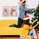 LZYRF Trendy Pink Christmas Santa Snowman Wall Art Poster Framed, Coquette Christmas Decor, Girly Pink Striped Winter Xmas Canvas Prints Wall Decor for Girls Room Dorm Apartment, 12x16 Inch Set of 2