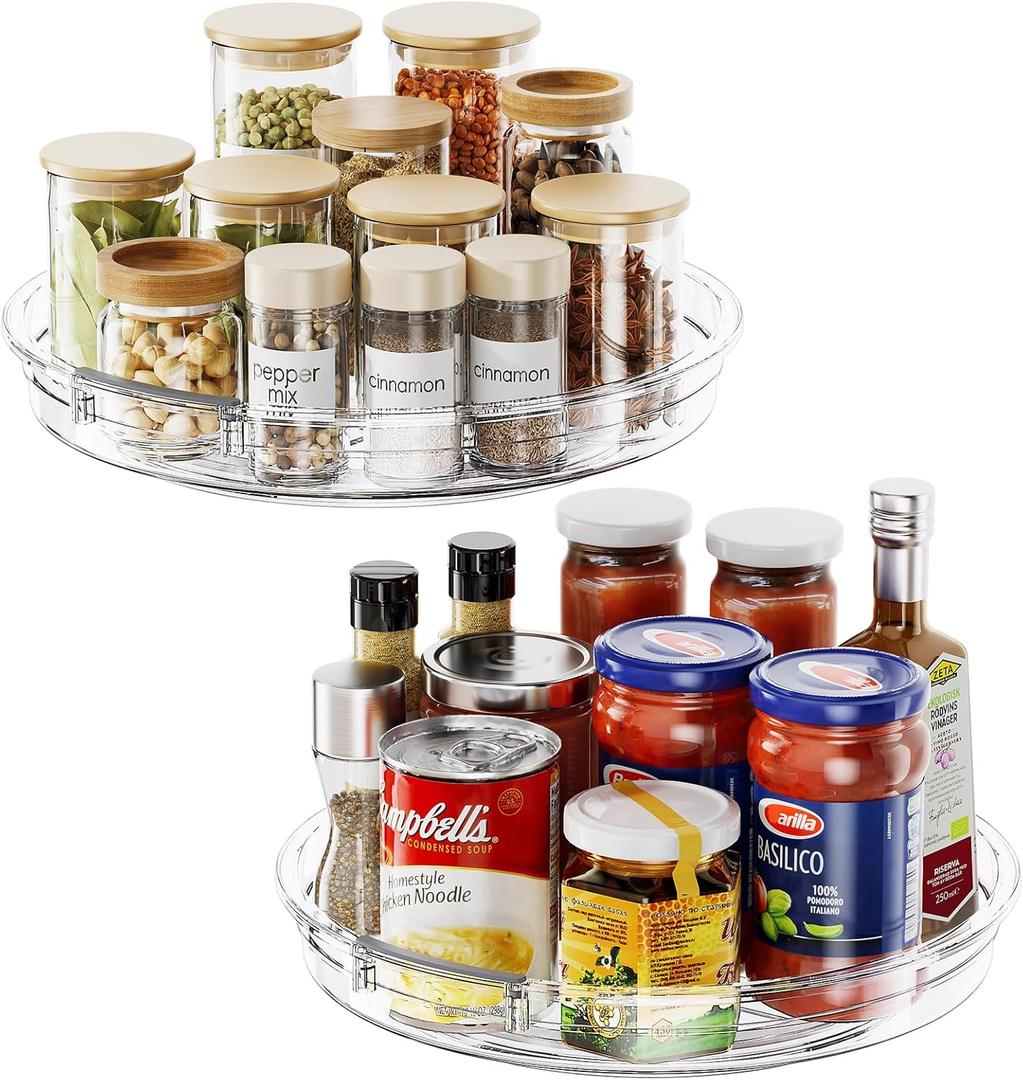 LAMU Paquete de 2 organizadores Lazy Susan de 9.25 pulgadas para gabinete, organizacin giratoria de especias para gabinete, cocina, mesa, encimera, despensa, organizadores de refrigerador y