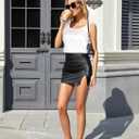 Women Silk Satin Tank Tops Sleeveless Camisole Blouses Scoop Neck Summer Basic Tank Shirt Business Casual Outfits (White, M)