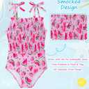 Toddler Swimsuit Girl Bathing Suits One-Piece Swimwear Adjustable Shoulder Straps Smocked 2-6T