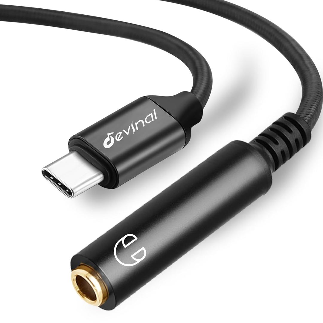 USB C to 1/4" Audio Cable, USB-C to 1/4" Female TRS Audio Cable, USB Type-C to 6.35mm Stereo Output Cord Adapter. Gold Plated 1 Feet