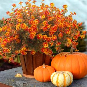 12 Bundles Artificial Fall Flowers for Outdoors Fake Plants - Faux Outside Greenery Boxwood No Fade Plastic Shrubs Decor Farmhouse Home Garden Thanksgiving (Fall Red)