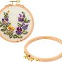 PATIKIL 2 Pieces 5 Inch Embroidery Hoops Round Adjustable Beach Wood Circle Cross Stitch Hoop Ring Bulk for Embroidery Art Craft Handy Sewing Decoration