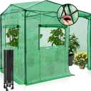 EAGLE PEAK Instant Pop-up Greenhouse, Indoor Outdoor Plant Gardening Green House, Roll-Up Zipper Doors and Side Windows, Walk in 8x6 ft, Green/Clear