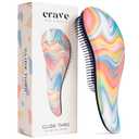 Crave Naturals Glide Thru Hair Brush - Detangler Brush for Curly, Straight, Wet or Dry Hair - Gentle Detangling Brushes for Adults, Kids, Toddlers - Hair Accessories for Women - 7.5x3 Soft Hazy Swirl (1 Pack (Regular))