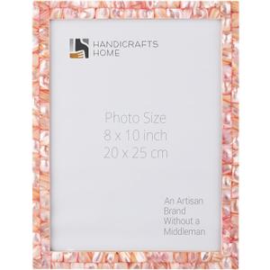 Handicrafts Home 8x10 Picture Frame Mother of Pearl Collection, Handcrafted Photo Frame, Small Picture Frame for Living Room, Wall Decor, Office Desk Decor, Vintage Picture Frames, Gift for Her, Thanksgiving Gift for Friends & Family (MOP-PINK)