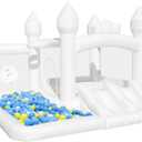 White Bounce House, Indoor Bouncy House for Kids 2-6 with Slide, Toddler Bouncy Castle Blower Included, 11ft L x 9.7ft W x 8ft H, inflables para nios, Jump House for Parties