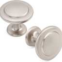 KOOFIZO Stepped Round Cabinet Knob - Brushed Nickel Pull Handle (Dia.31mm / 1.2 Inch), 10-Pack for Kitchen Cupboard Door, Bedroom Dresser Drawer, Bathroom Wardrobe Hardware